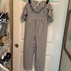 Gray and white dressy romper